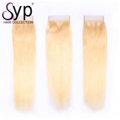 Cheap 613 Blonde Hair Closure Transparent Lace 4x4 Brazilian Straight