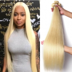 Straight 613 Platinum Blonde Virgin Human Hair Weave Extensions Wholesale