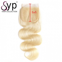 5x5 Blonde Swiss Lace Closure Color 613 Brazilian Hair Body Wave