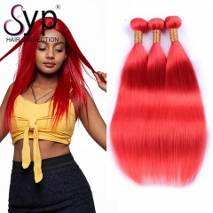 Cheap Red Brazilian Human Hair Extensions Weft Straight For Sale