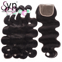 Body Wave Brazilian Virgin Hair Bundles Deals With Closure Free Shipping