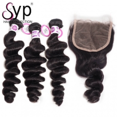 Peruvian Loose Wave Bundles With Closure Best Virgin Hair Companies