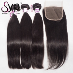 Peruvian Straight Human Hair With Closure Wholesale Bundle Deals