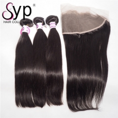 Peruvian Straight Hair With Frontal 100 Virgin Hair Bundle Deals