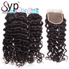 Human Hair Extension Bundles With Closure Malaysian Jerry Curly