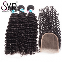 Cheap Malaysian Deep Curly Hair Bundles With Closure For Wholesalers