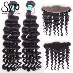 3 Bundles And Frontal Deal Malaysian Natural Wavy Virgin Remy Hair