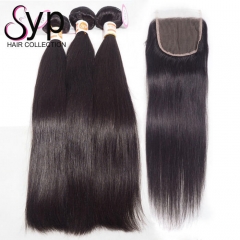 Burmese Hair Bundles And Closure Straight Virgin Hair Extensions UK