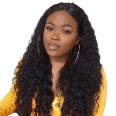 Deep Wave Ladies Half Wigs Real Human Hair For Black Women 180 Density