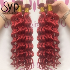 Cheap Curly I Tip Hair Extensions Red For Sale 1g/piece 100gram