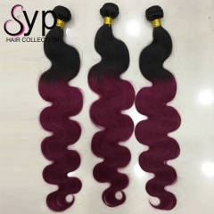 Black And Burgundy Ombre Hair Extensions 1B/99J Hair Color Weave