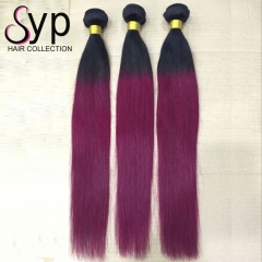 Dark Burgundy Ombre Human Hair Weave 1B/99J Straight Hair Weave