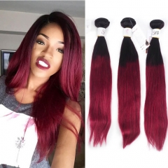 1B Burgundy Brazilian Hair Bundles Straight Burgundy Ombre Hair Weave