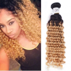 1B 27 Curly Weave Dark Blonde Ombre Hair Curly With Black Roots