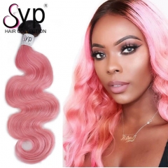 Rose Gold Pink Ombre Hair Extensions Dark Roots 1B Pink Body Wave