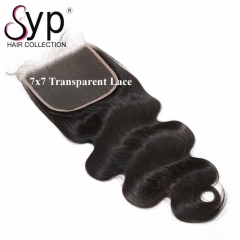 7x7 Transparent Lace Closure Body Wave Hair For Invisible Closing