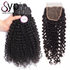Raw Indian Curly Hair Weave With Closure Bundle Deals Wholesale