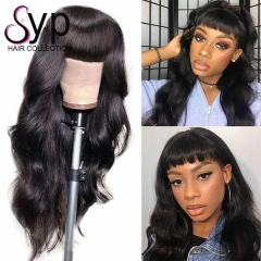 Body Wave Wig With Bangs Brazilian Human Hair Glueless Wigs For Black Women