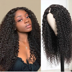 Brazilian Curly U Part Lace Wig Human Hair Sew In With Clips