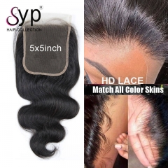 5x5 HD Lace Closure Body Wave Hair Undetectable Next Day Delivery
