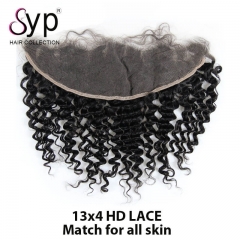Invisible HD Lace Frontal Closure 13x4 Brazilian Deep Wave Virgin Hair Companies