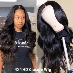 Undetectable 4x4 HD Lace Closure Wig Sew In Human Hair Body Wave