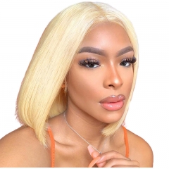 Short 613 Platinum Blonde Bob Lace Front Wig Real Human Hair Blunt Cut For Sale