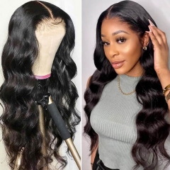 Body Wave Transparent Full Lace Human Hair Wig No Glue 180 Density