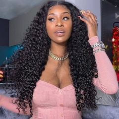 Remy Long Curly Lace Front Wigs Human Hair For African American