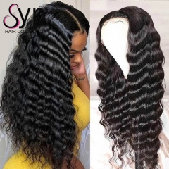 5x5 Transparent HD Lace Closure With Bundles Deep Wave Brazilian Hair