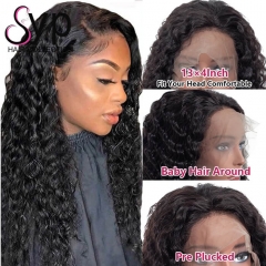 13x4 Transparent Lace Front Wig Curly Human Hair For Caucasian Women