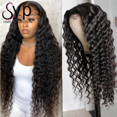 Glueless 5x5 Swiss Lace Closure Wig Deep Wave Human Hair Free Shipping