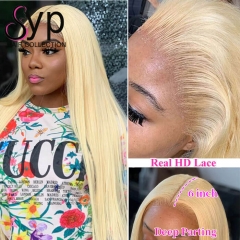 Invisible 13x6 613 Real HD Lace Front Wigs Deep Part Blonde Straight Hair Pre Plucked 210%