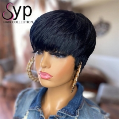 Natural Color Short Bob Wigs 100 Human Hair Pixie Cut Wig For Black Women